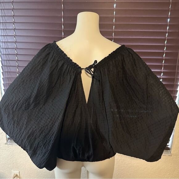 Free People Alicia Top in Black Size Small Oversized Balloon Sleeve - Picture 15 of 16